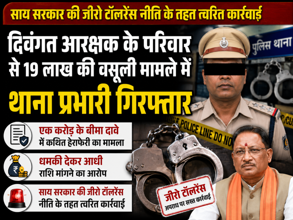 दिवंगत आरक्षक के परिवार से 19 लाख की वसूली मामले में थाना प्रभारी गिरफ्तार 1 3874172