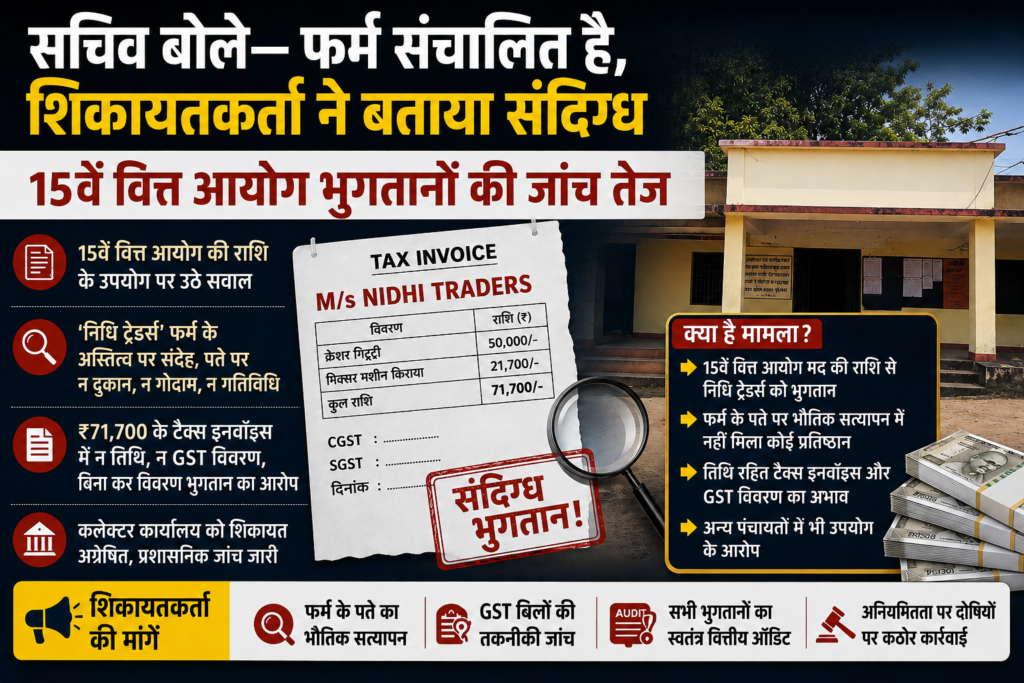 सचिव बोले— फर्म संचालित है, शिकायतकर्ता ने बताया .. 15 वें वित्त आयोग भुगतानों की जांच तेज 1 4035241