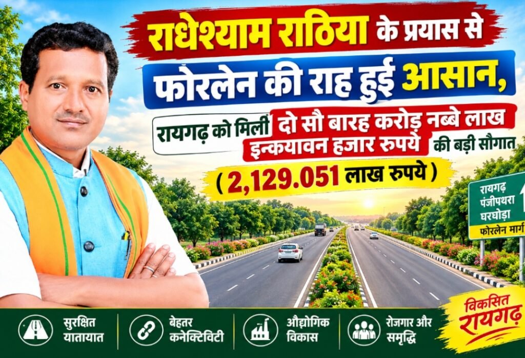 सांसद राधेश्याम राठिया के प्रयास से फोरलेन परियोजना को मिली हरी झंडी .. रायगढ़-पंजीपथरा-घरघोड़ा के लिए ₹2,1290.51 लाख रूपये मंजूर 1 Screenshot 2026 09 08 18 34 08 91 96b26121e545231a3c569311a54cda96